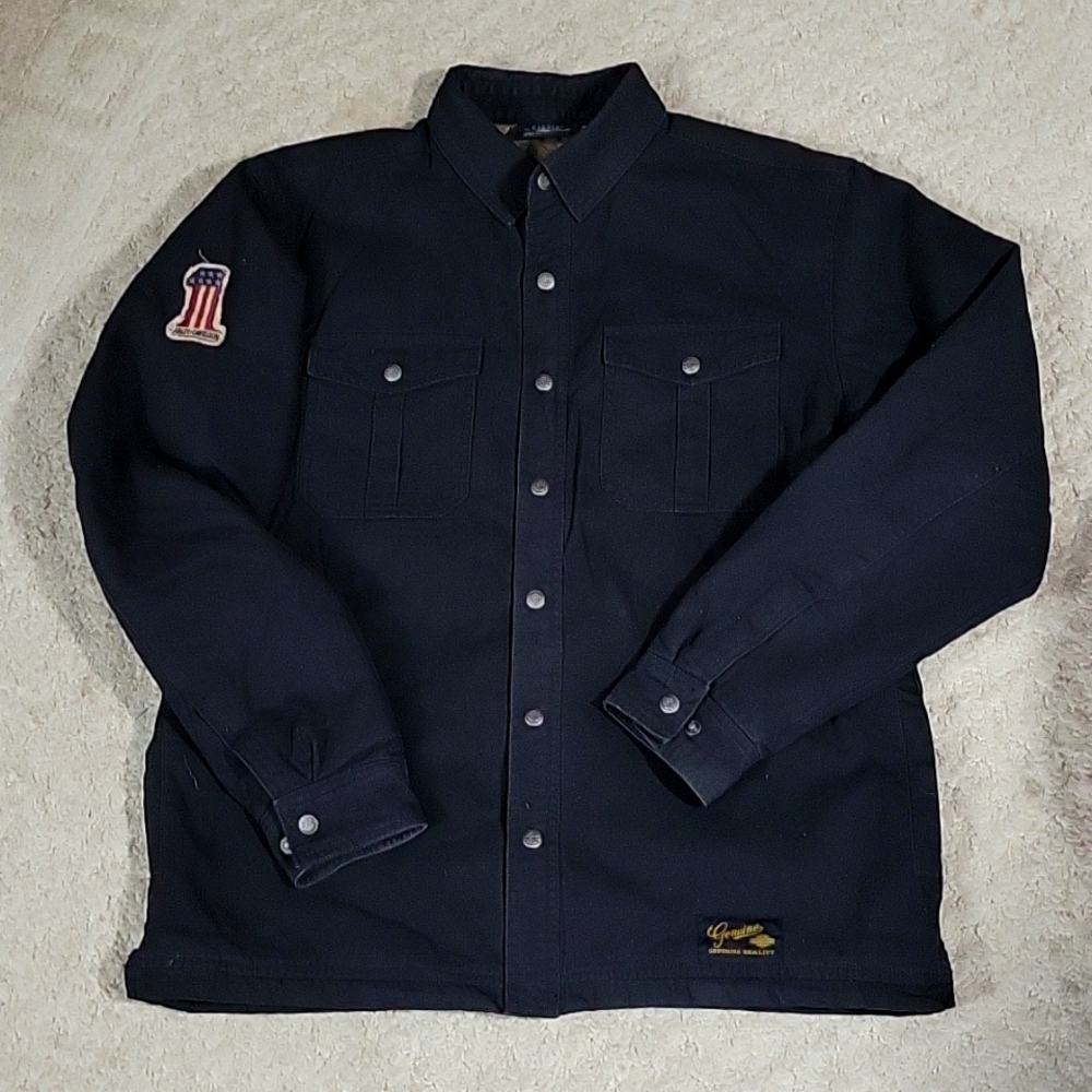 Harley Davidson quilted, snap front mechanic type jacket  mens Large